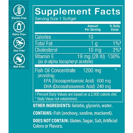 Omega-3 Fish Oil - EPA/DHA 840 MG - Supports Cardiovascular, Brain, & Eye Health - 1,200 MG (180 Softgels) - Image 4