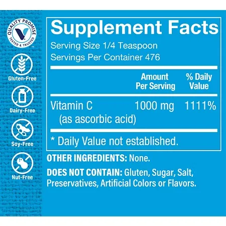 Vitamin C Powder - Cardiovascular, Immune & Antioxidant Support - 1,000 MG (17 oz. / 476 Servings) - Image 3