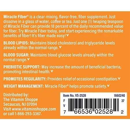 Miracle Fiber Powder - Digestive Health & Glucose Support - Unflavored (7 oz./34 Servings) - Image 3