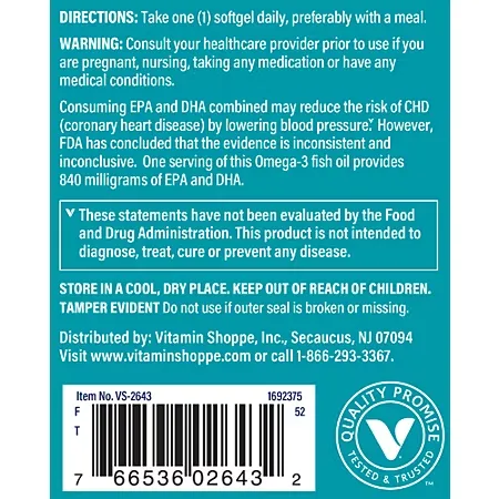 Omega-3 Fish Oil - EPA/DHA 840 MG - Supports Cardiovascular, Brain, & Eye Health - 1,200 MG (180 Softgels) - Image 3
