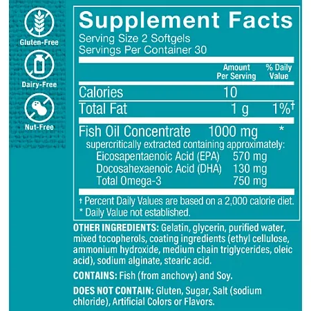 Omega-3 Fish Oil Mini - EPA/DHA - Supports Cardiovascular, Brain, & Eye Health - 1,000 MG (60 Softgels) - Image 3