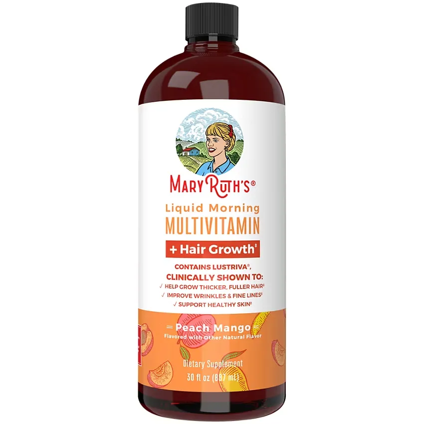 Liquid Morning Multivitamin + Hair Growth with Lustriva – Peach Mango (30 Fl. Oz. / 30 Servings) - Image 2