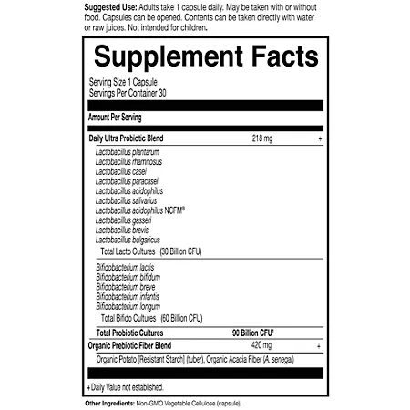 Dr. Formulated Probiotics Once Daily Ultra - 90 Billion CFU (30 Vegetarian Capsules) - Image 2