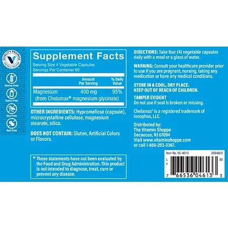 Magnesium Glycinate – Fully Chelated for Superior Absorption – 400 MG (240 Capsules) - Image 3