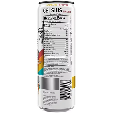 Celsius Sparkling Energy Drink - No Sugar or Preservatives - Retro Vibe (12 Drinks, 12 Fl Oz. Each) - Image 4