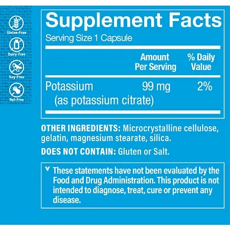Potassium Citrate - Cardiovascular Health & Electrolyte Balance - 99 MG (300 Capsules) - Image 4